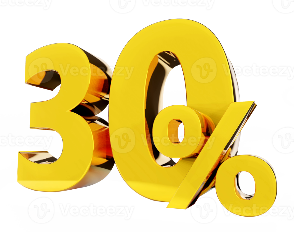 30 percent Golden symbol , 3D render png