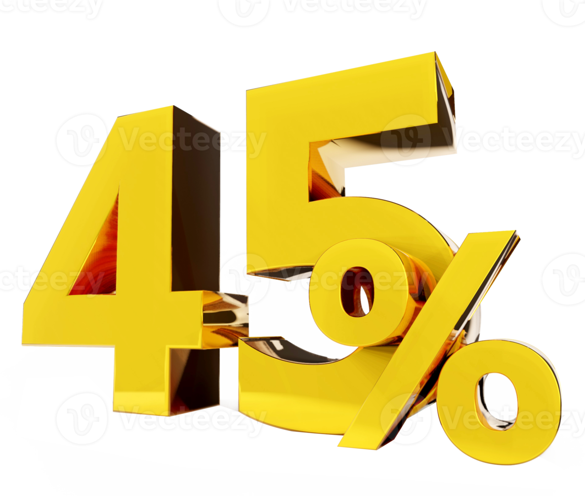 45 percent Golden symbol , 3D render png