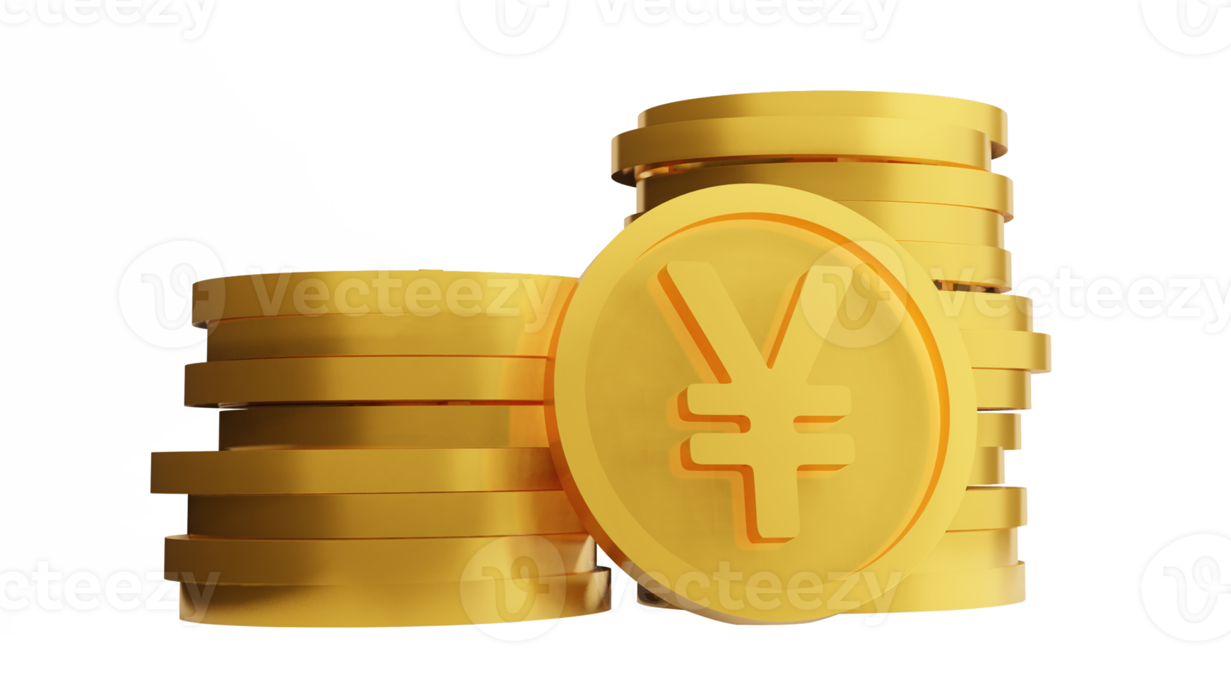 yuan currency gold coin , 3D rendering png