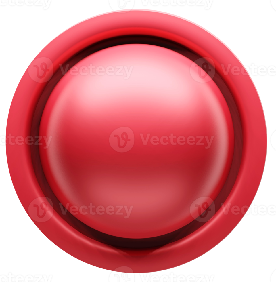 Red button isolate backbround , 3D render png