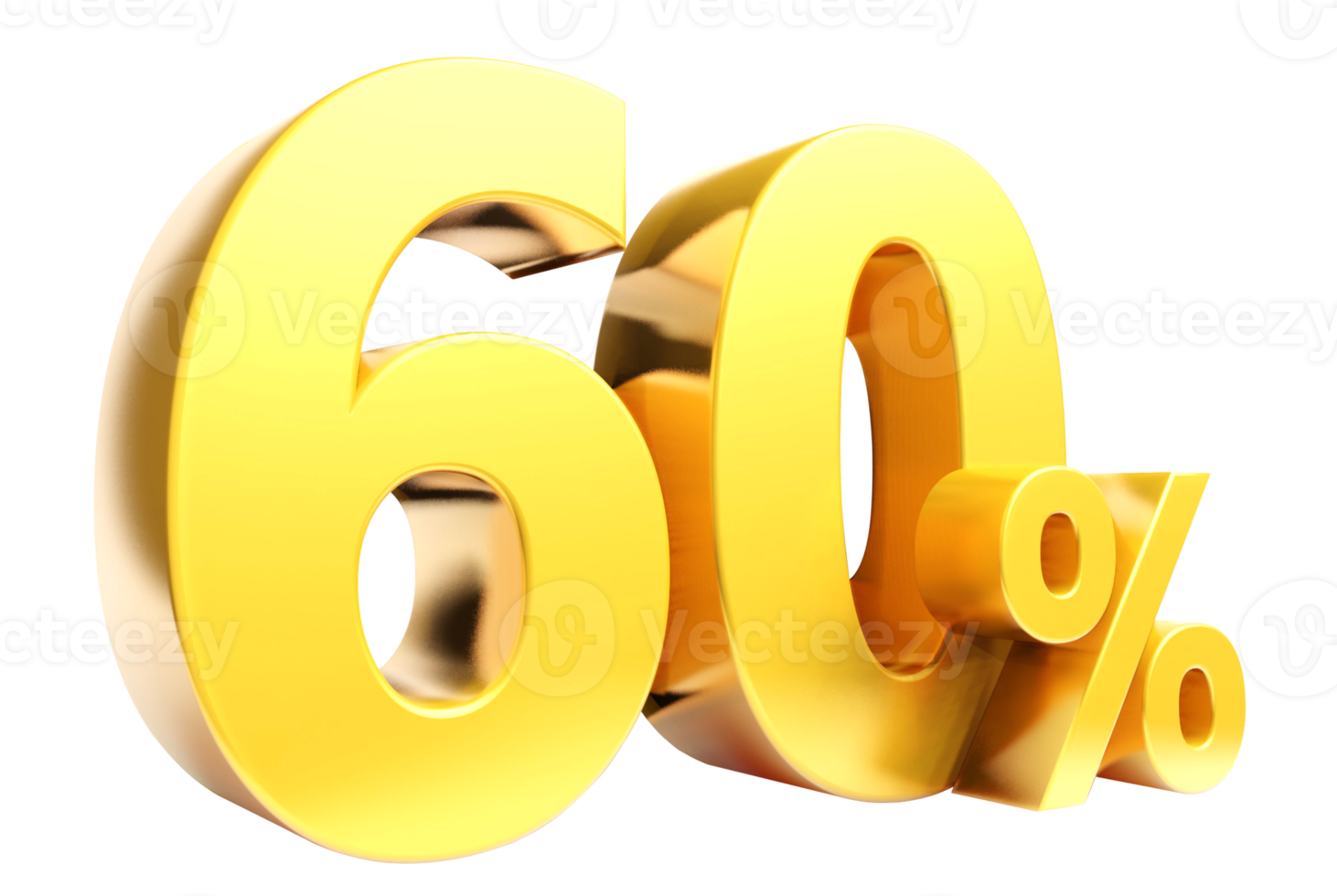 Símbolo de oro del 60 por ciento, render 3d png