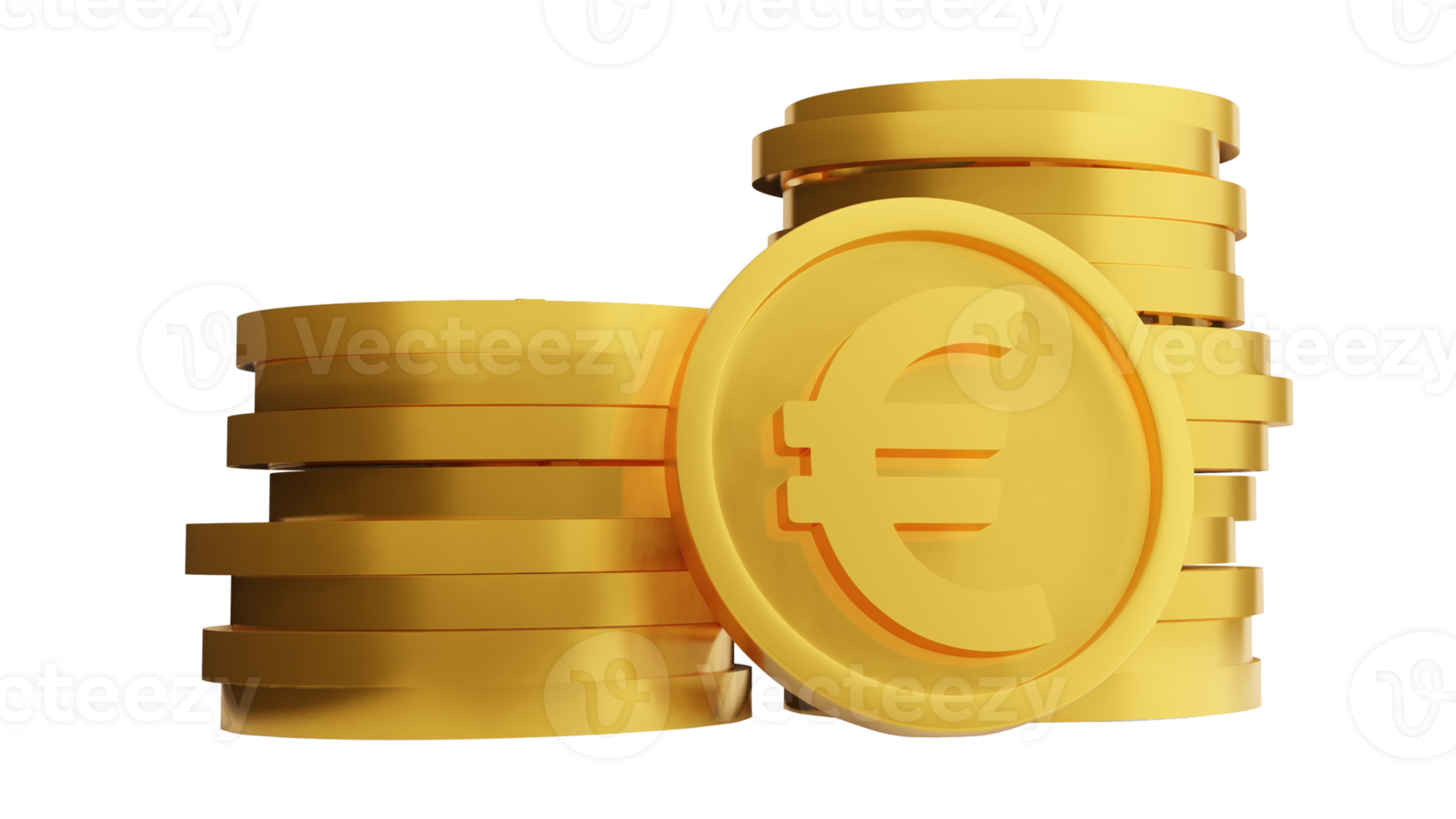 moeda de ouro da moeda do euro, renderização em 3d png