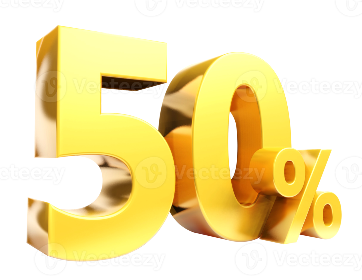 Symbole d'or à 50 %, rendu 3d png