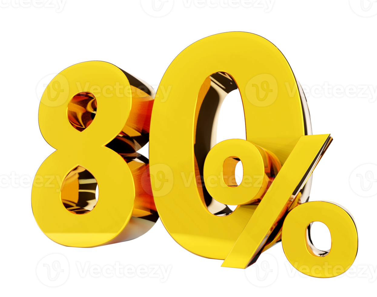 80 percent Golden symbol , 3D render png