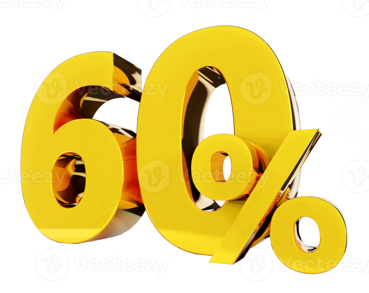 60 percent Golden symbol , 3D render png