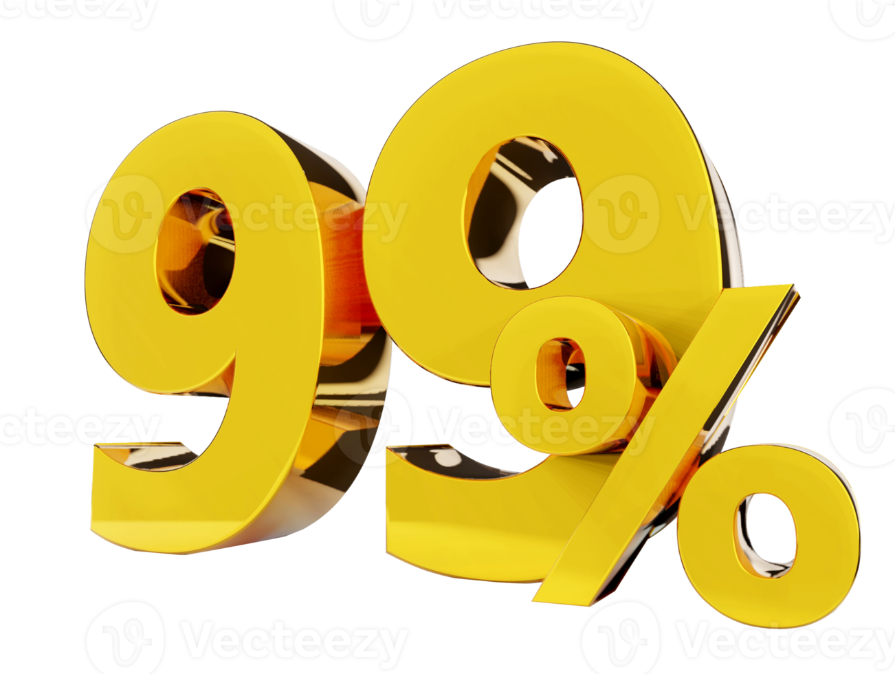 99 percent Golden symbol , 3D render png