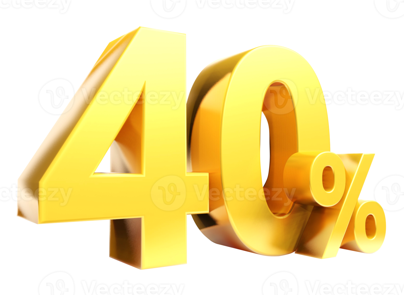 40 percent Golden symbol , 3D render png