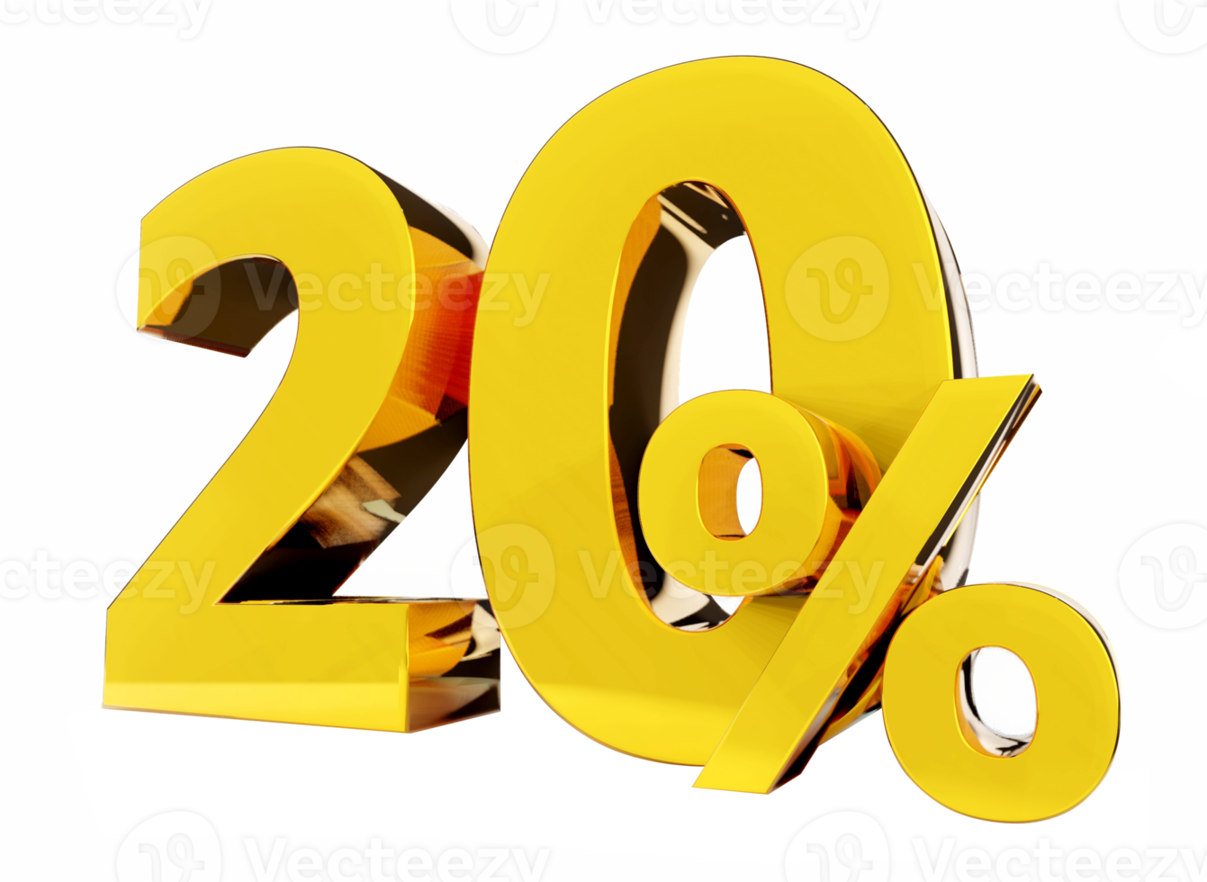 20 percent Golden symbol , 3D render png