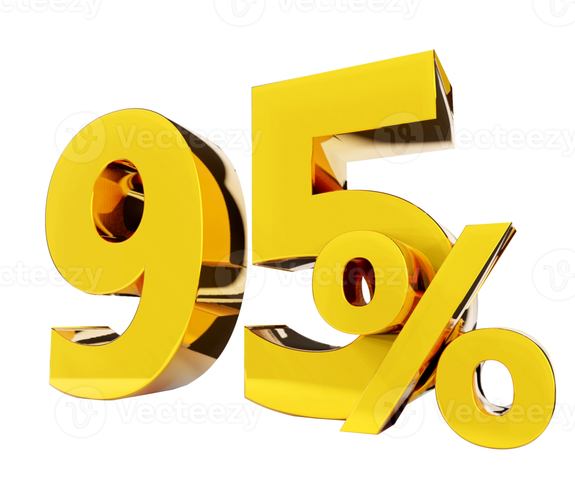 95 percent Golden symbol , 3D render png