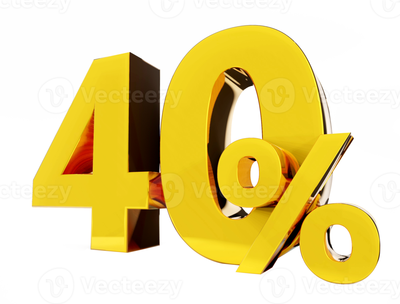 40 percent Golden symbol , 3D render png