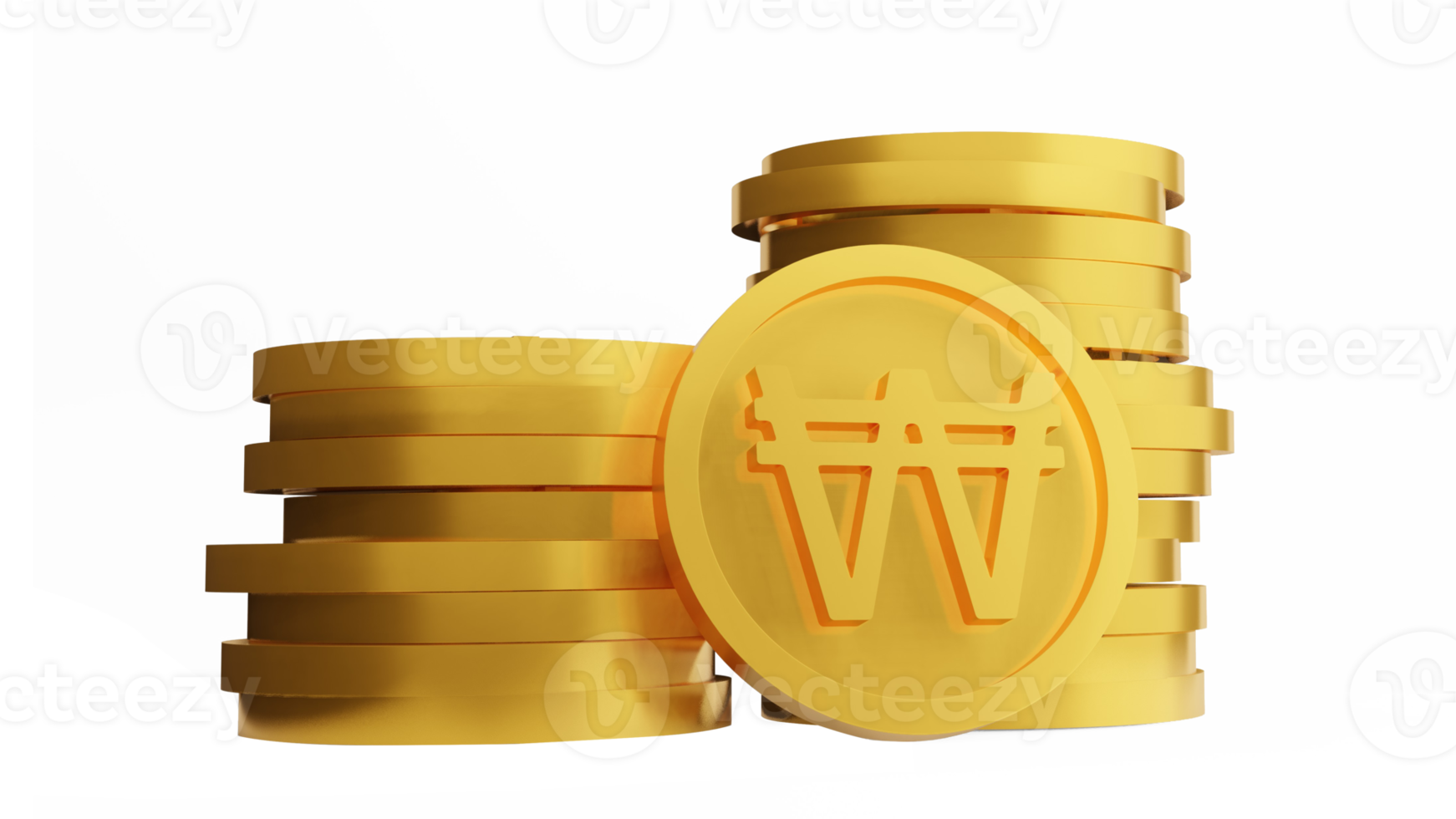 won currency gold coin , 3D rendering png