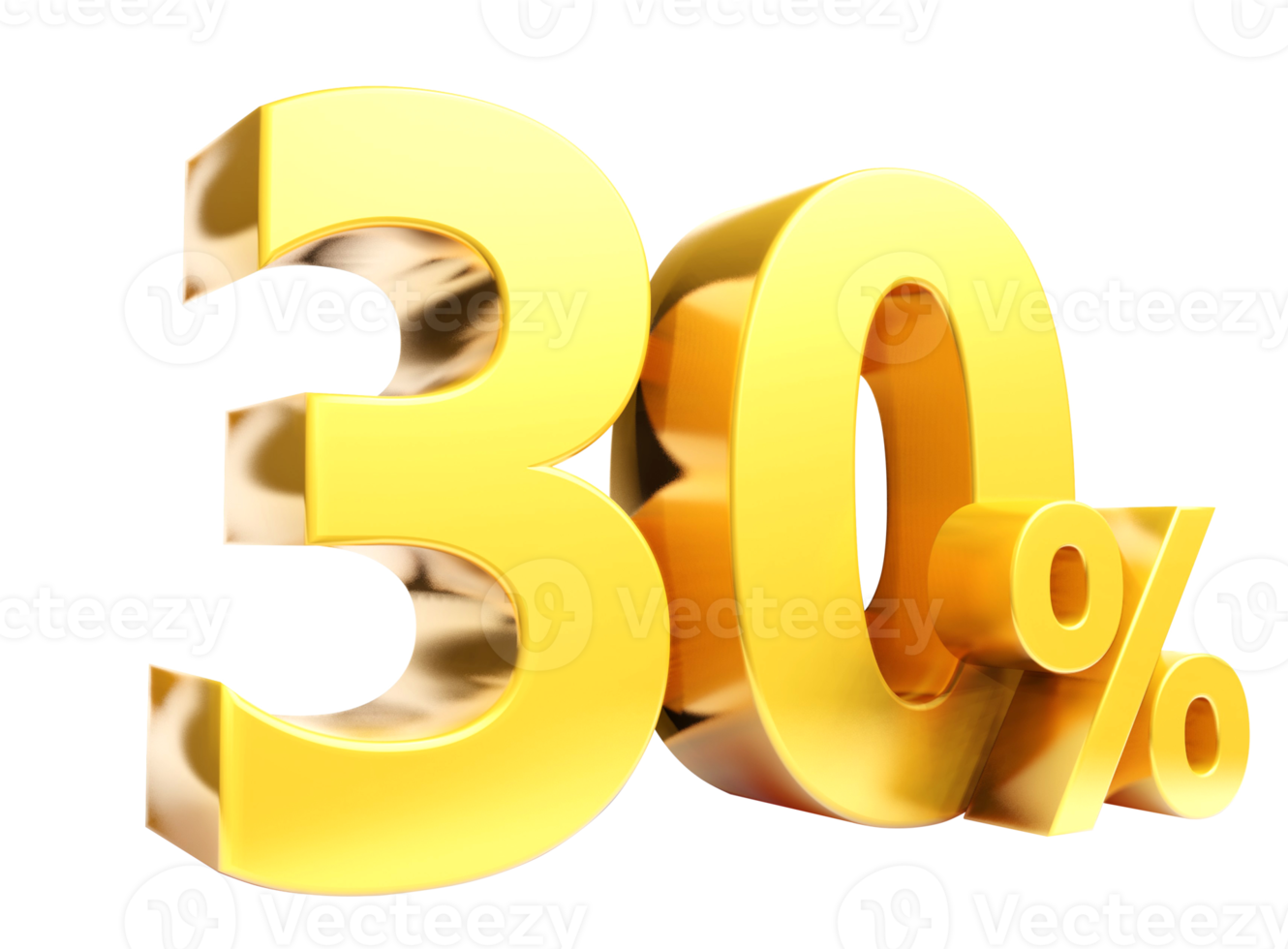 30 procent gouden symbool, 3d render png