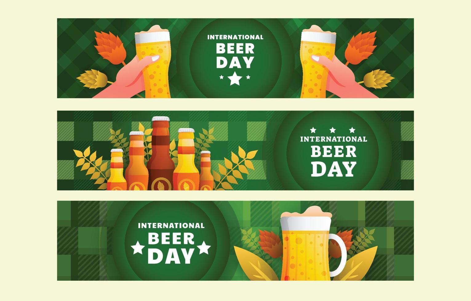 conjunto de banners del día internacional de la cerveza vector