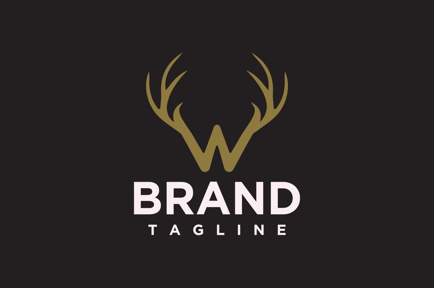 Classy Letter W with Horn Logo Design. Design the letter W deer logo for your identity, brand and company name vector