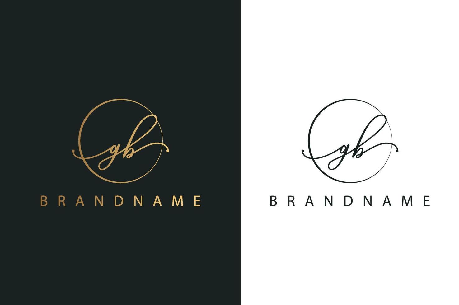 G B GB hand drawn logo of initial signature, fashion, jewelry, photography, boutique, script, wedding, floral and botanical creative vector logo template for any company or business.