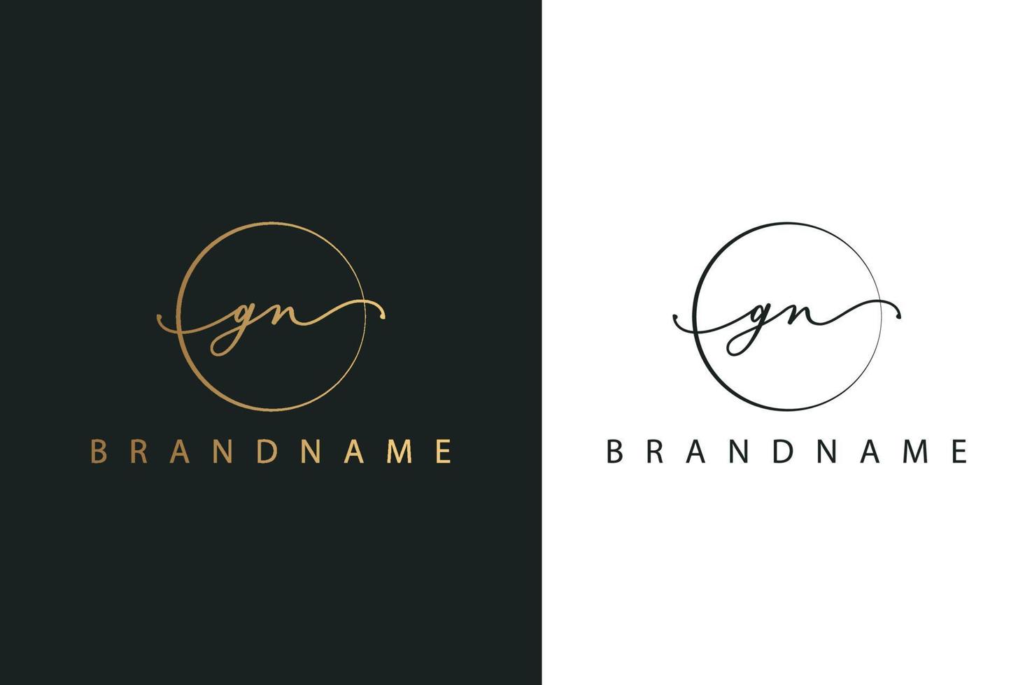 G N GN hand drawn logo of initial signature, fashion, jewelry, photography, boutique, script, wedding, floral and botanical creative vector logo template for any company or business.