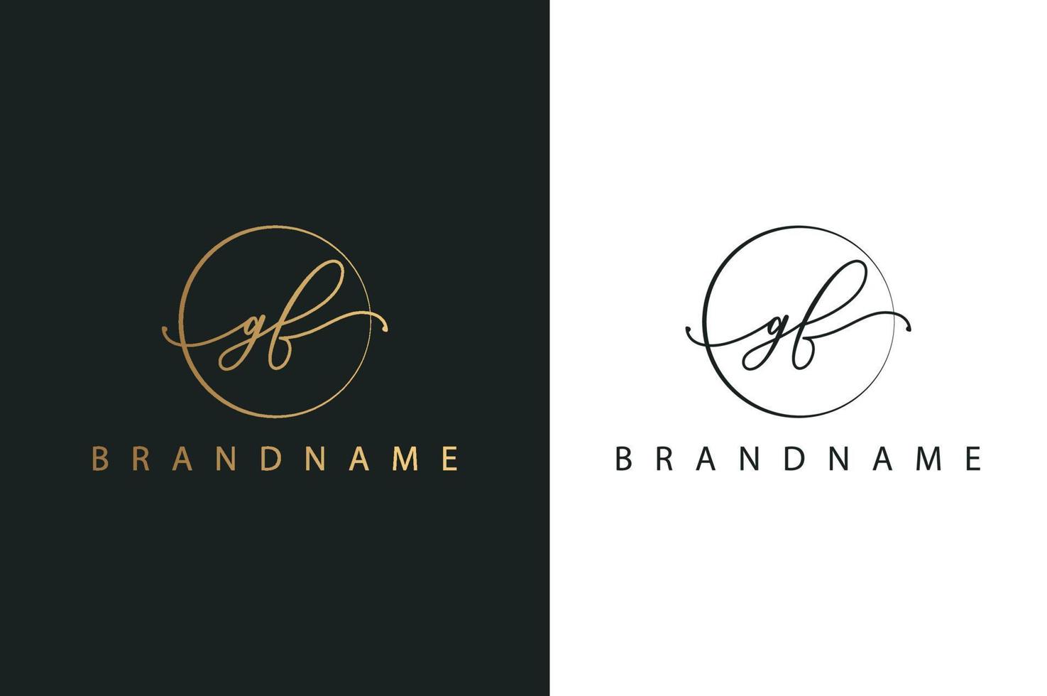 G F GF hand drawn logo of initial signature, fashion, jewelry, photography, boutique, script, wedding, floral and botanical creative vector logo template for any company or business.