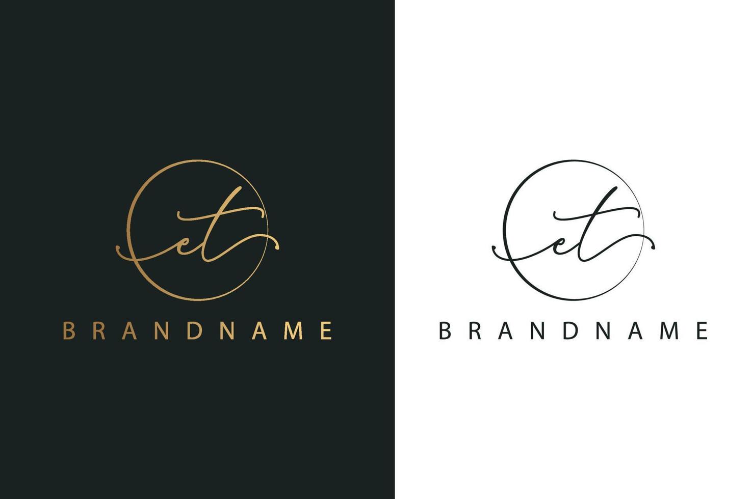 E T ET hand drawn logo of initial signature, fashion, jewelry, photography, boutique, script, wedding, floral and botanical creative vector logo template for any company or business.