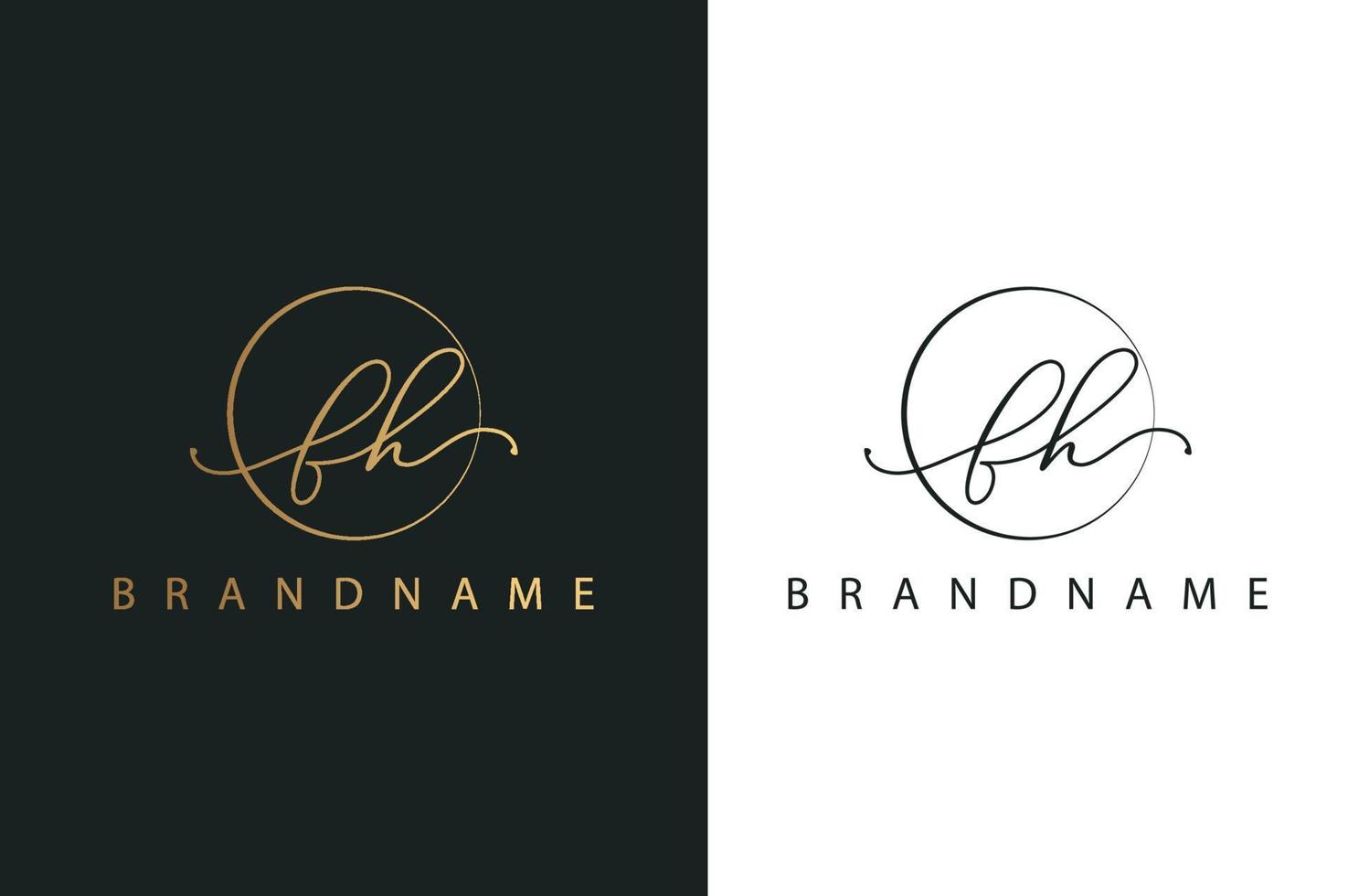F H FH hand drawn logo of initial signature, fashion, jewelry, photography, boutique, script, wedding, floral and botanical creative vector logo template for any company or business.