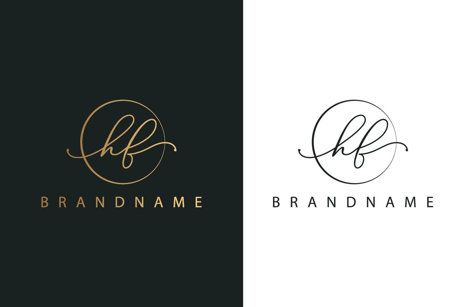 H F HF hand drawn logo of initial signature, fashion, jewelry, photography, boutique, script, wedding, floral and botanical creative vector logo template for any company or business.