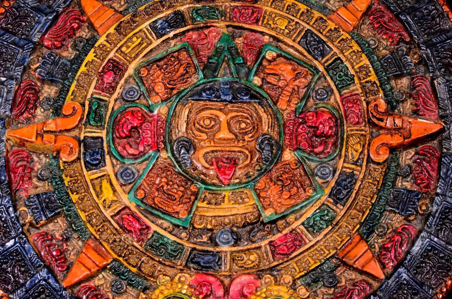 Typical Colored Clay Mayan Calendar photo