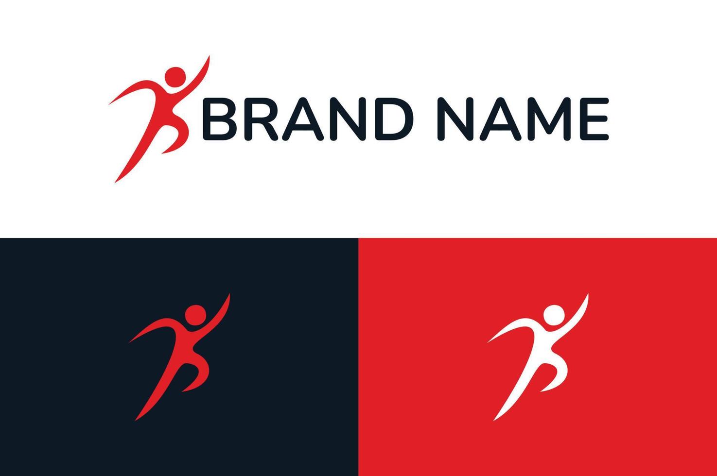 athlete logo, Running logo design template vector