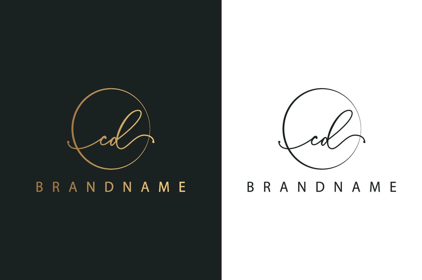 C D CD hand drawn logo of initial signature, fashion, jewelry, photography, boutique, script, wedding, floral and botanical creative vector logo template for any company or business.