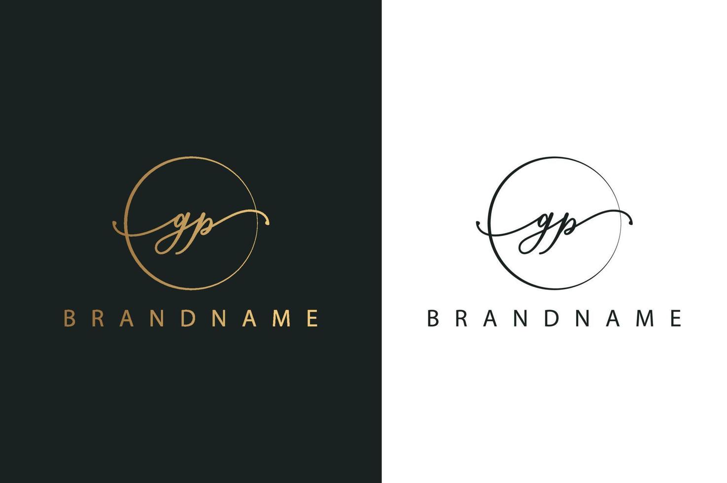 G P GP hand drawn logo of initial signature, fashion, jewelry, photography, boutique, script, wedding, floral and botanical creative vector logo template for any company or business.