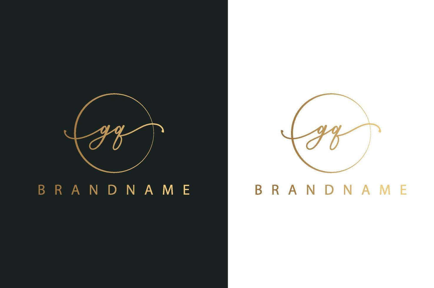 G Q GQ hand drawn logo of initial signature, fashion, jewelry, photography, boutique, script, wedding, floral and botanical creative vector logo template for any company or business.