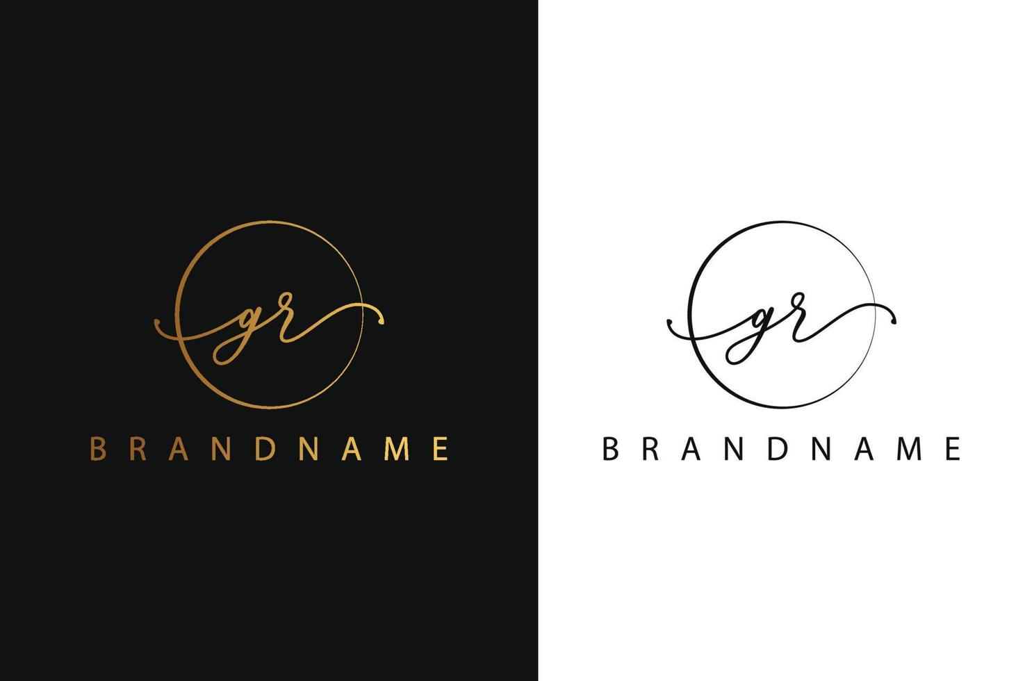 G R GR hand drawn logo of initial signature, fashion, jewelry, photography, boutique, script, wedding, floral and botanical creative vector logo template for any company or business.