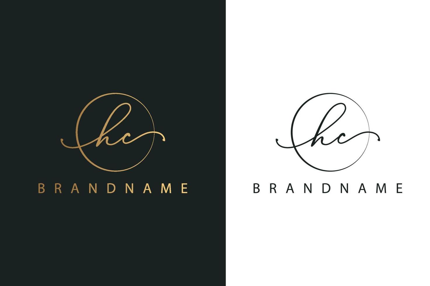 H C HC hand drawn logo of initial signature, fashion, jewelry, photography, boutique, script, wedding, floral and botanical creative vector logo template for any company or business.