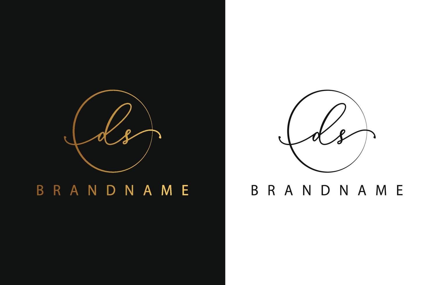 D S DS hand drawn logo of initial signature, fashion, jewelry, photography, boutique, script, wedding, floral and botanical creative vector logo template for any company or business.