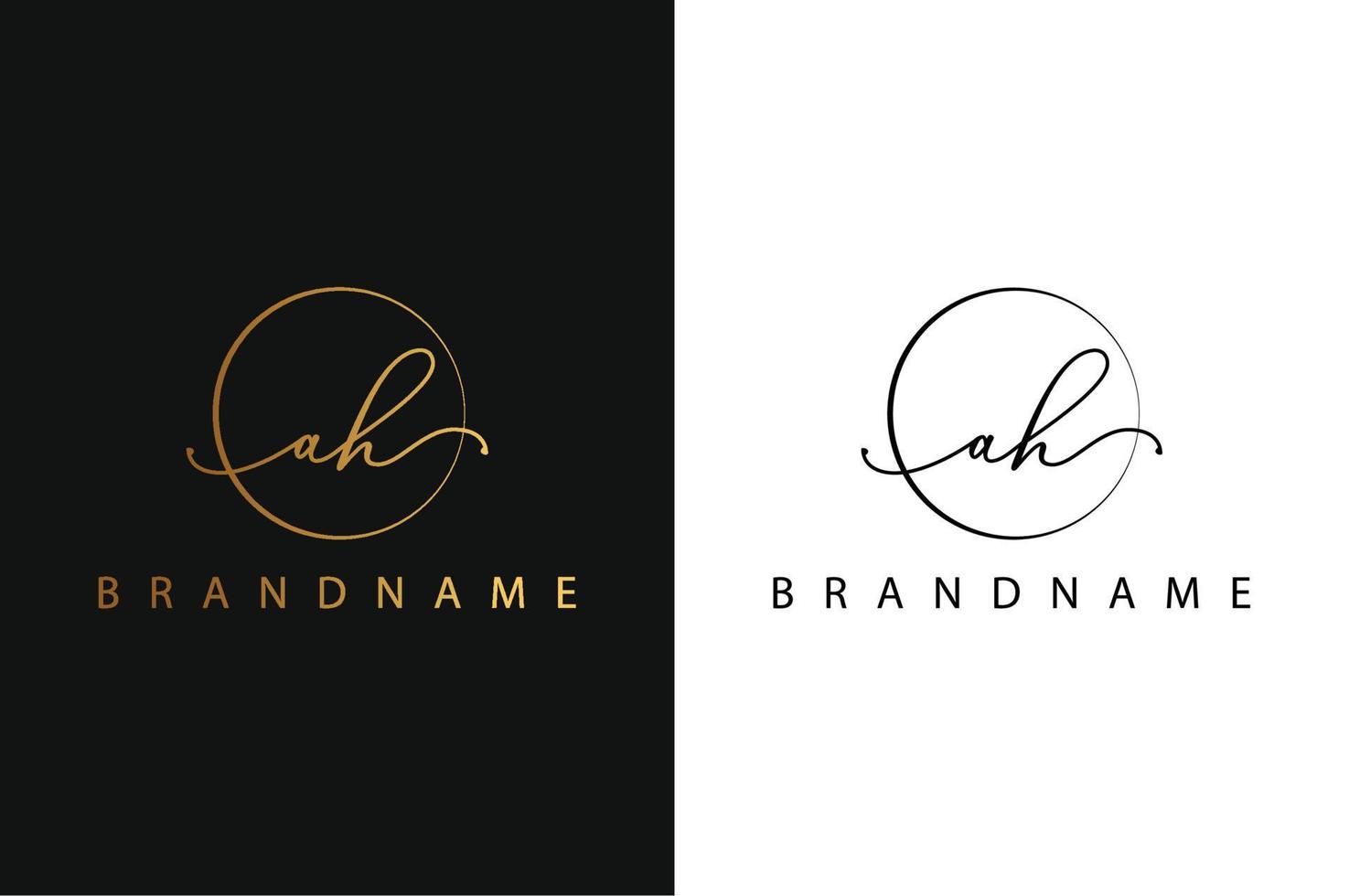 A H AH hand drawn logo of initial signature, fashion, jewelry, photography, boutique, script, wedding, floral and botanical creative vector logo template for any company or business.