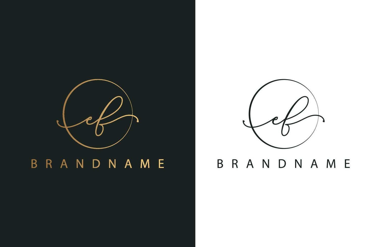 ef ef logotipo dibujado a mano de firma inicial, moda, joyería, fotografía, boutique, guión, boda, plantilla de logotipo vectorial creativo floral y botánico para cualquier empresa o negocio. vector