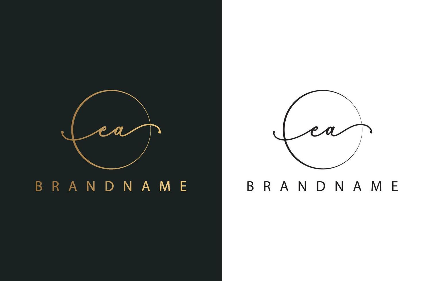 E A EA hand drawn logo of initial signature, fashion, jewelry, photography, boutique, script, wedding, floral and botanical creative vector logo template for any company or business.