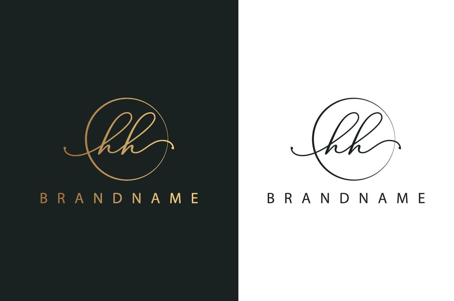 HH HH hand drawn logo of initial signature, fashion, jewelry, photography, boutique, script, wedding, floral and botanical creative vector logo template for any company or business.