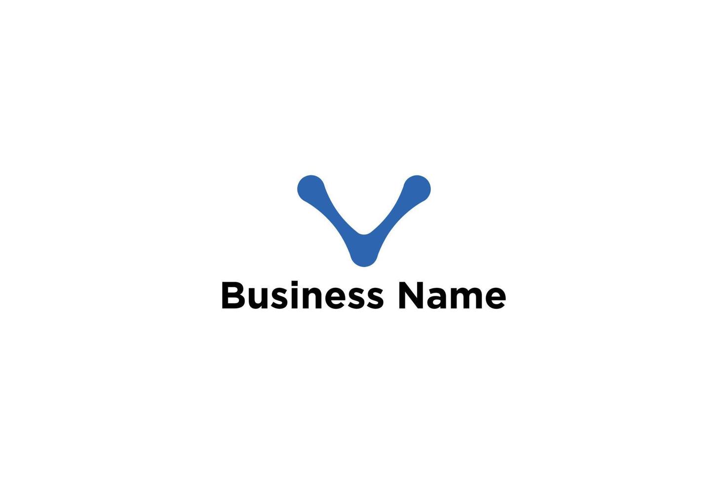 logotipo abstracto de la letra v. color azul con puntos líquidos conectados. utilizable para logotipos de negocios, ciencia y tecnología. elemento de plantilla de diseño de logotipo de vector plano.