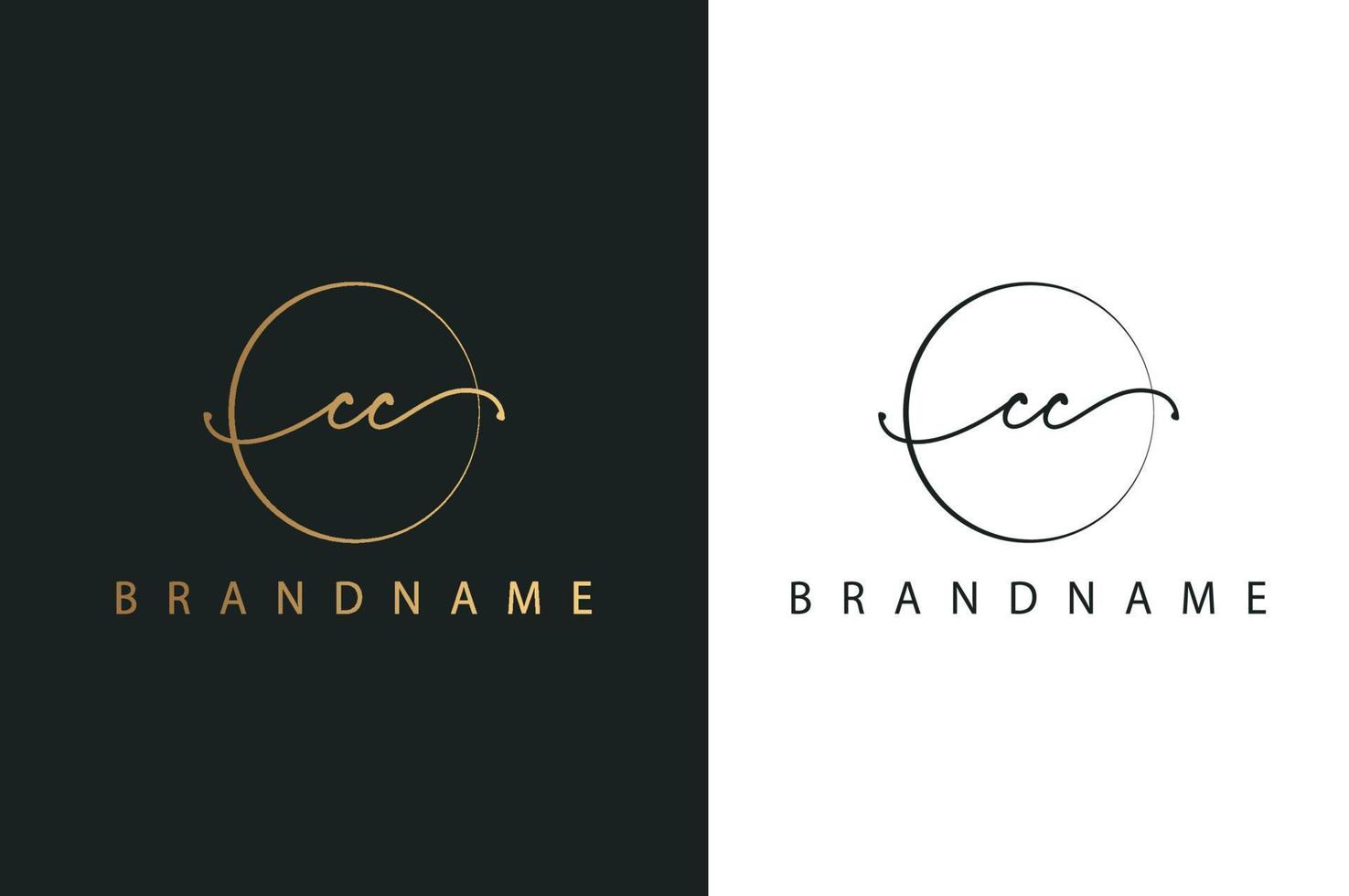 cc cc logotipo dibujado a mano de firma inicial, moda, joyería, fotografía, boutique, guión, boda, plantilla de logotipo de vector creativo floral y botánico para cualquier empresa o negocio.