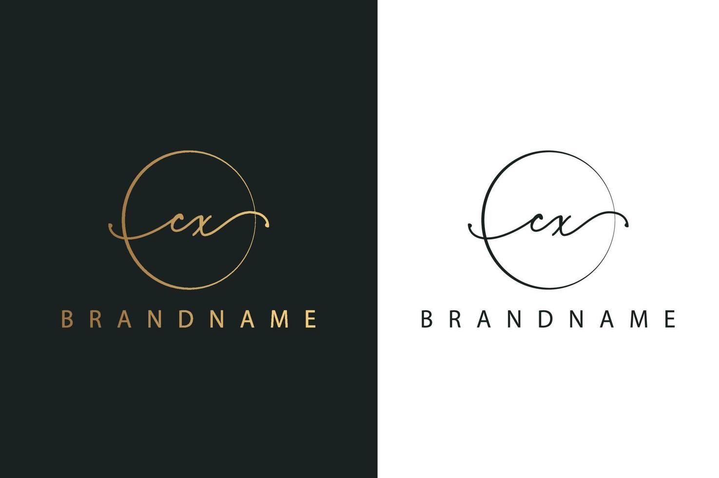 C X CX hand drawn logo of initial signature, fashion, jewelry, photography, boutique, script, wedding, floral and botanical creative vector logo template for any company or business.