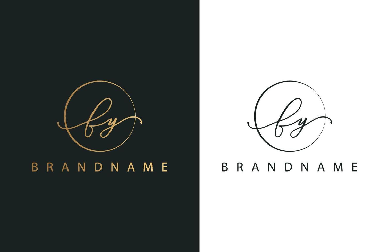 fy fy logotipo dibujado a mano de firma inicial, moda, joyería, fotografía, boutique, guión, boda, plantilla de logotipo de vector creativo floral y botánico para cualquier empresa o negocio.