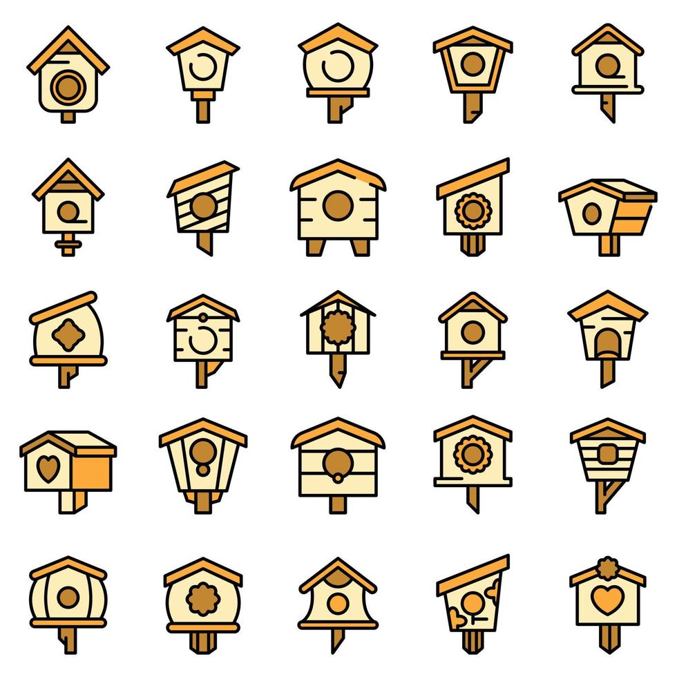 Bird house icons set vector flat