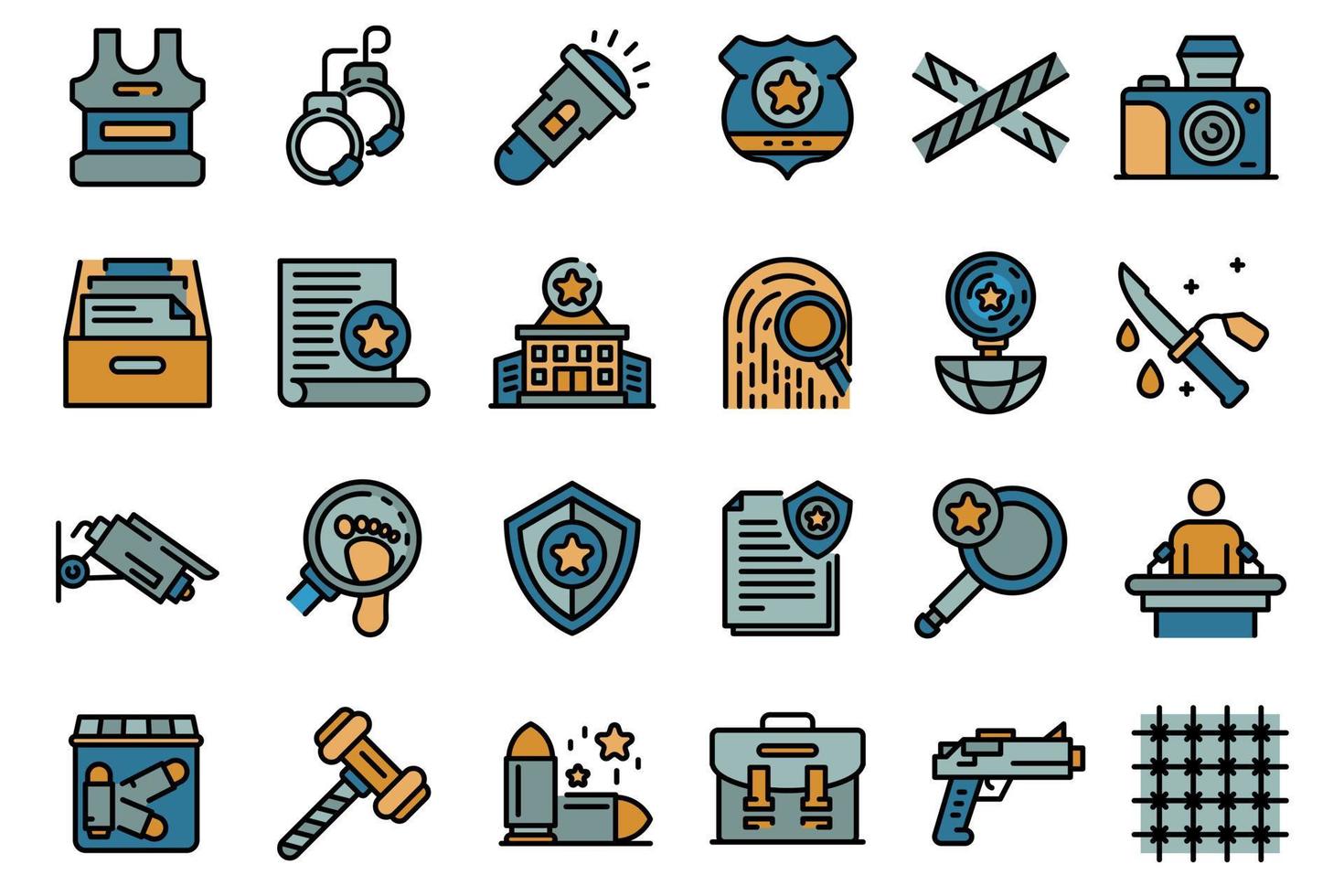 Investigator icons set line color vector