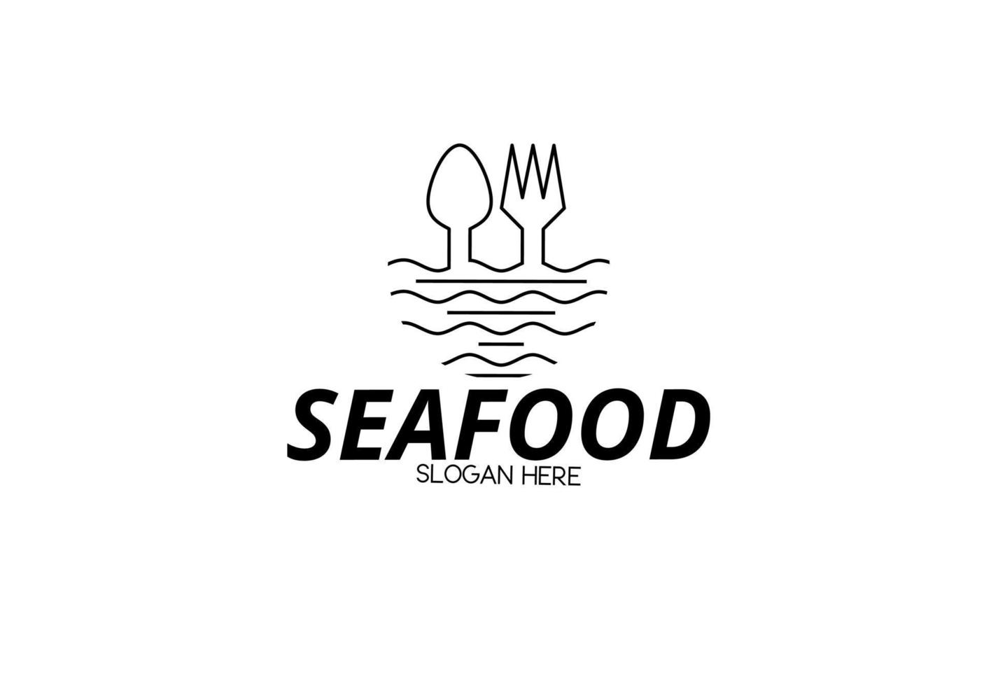 outline fork spoon seafood logo vector