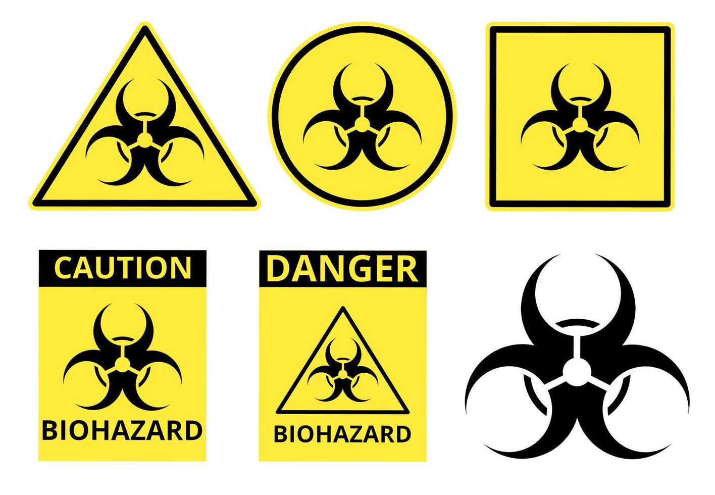 conjunto de signos de peligro biológico aislado sobre fondo blanco vector