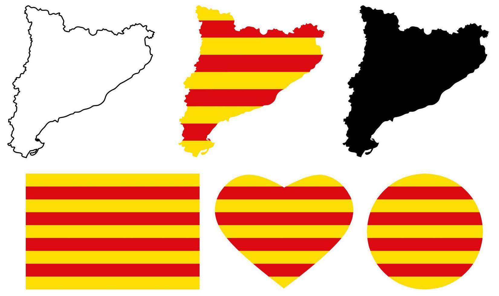 conjunto de iconos de bandera de mapa de cataluña vector