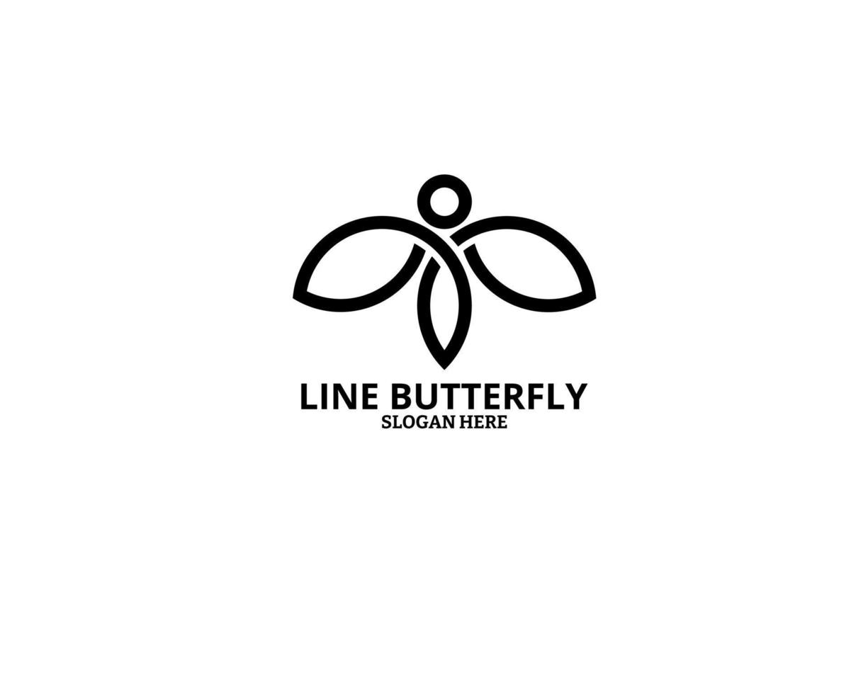 logotipo de mariposa de línea continua simple vector