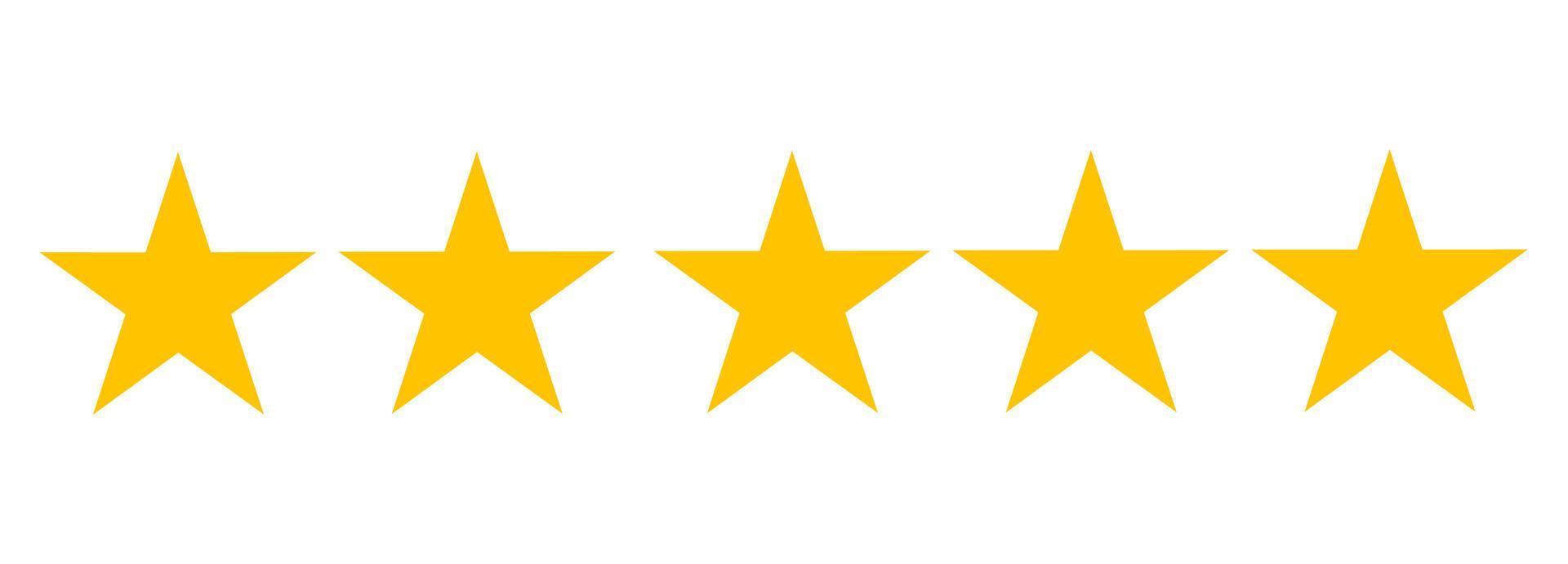 illustration of a star.five yellow rating stars vector