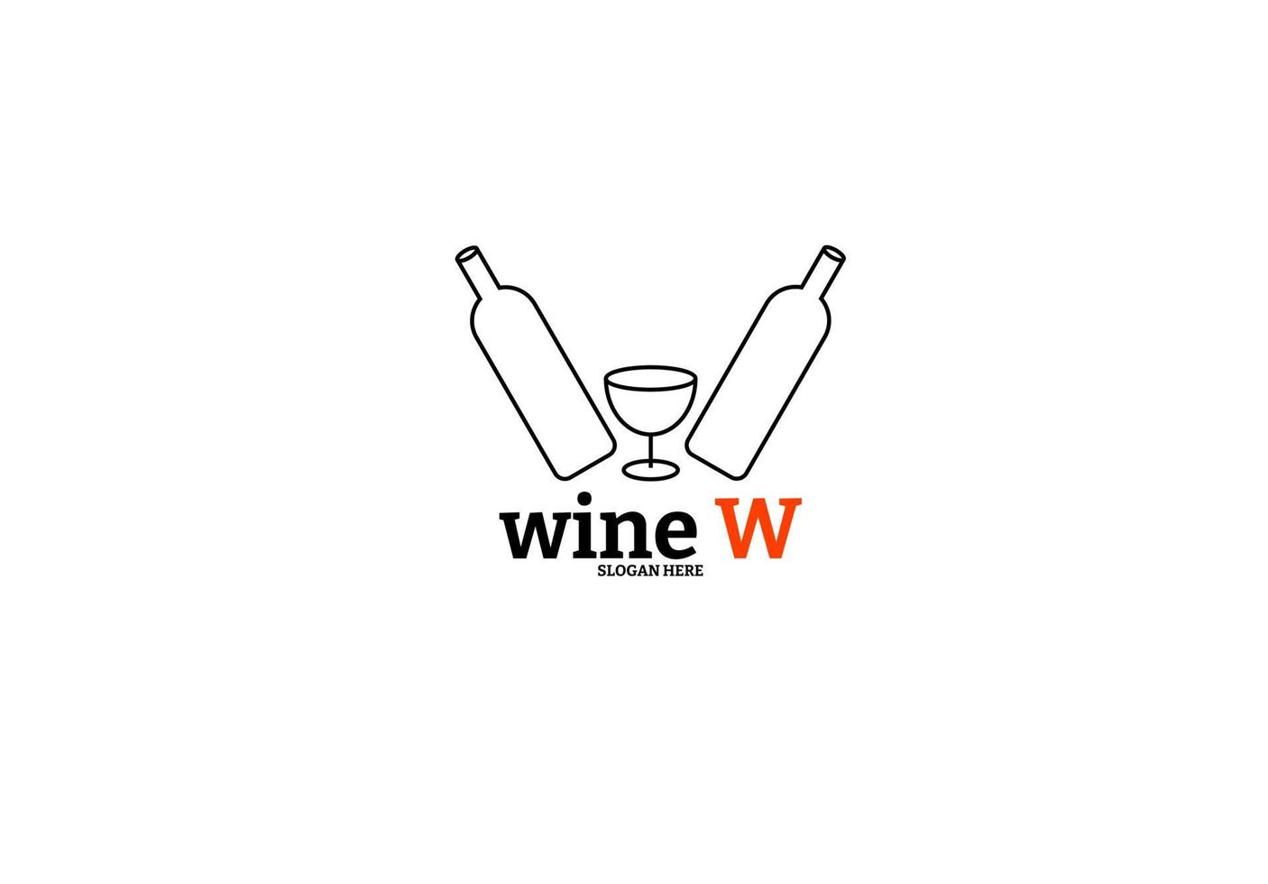 two bottles and glasses that make up the letter w wine vector