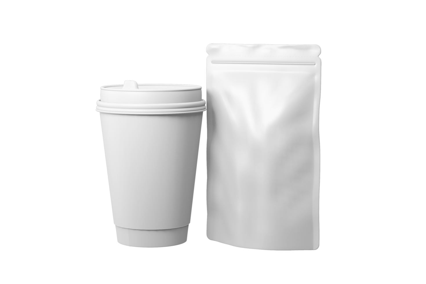 taza en blanco y bolsa blanca png