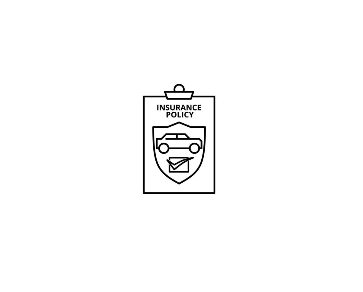 simple outline Car insurance icon vector document